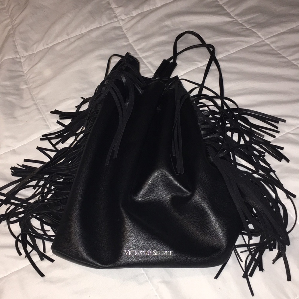 Victoria Secret Black fringe backpack